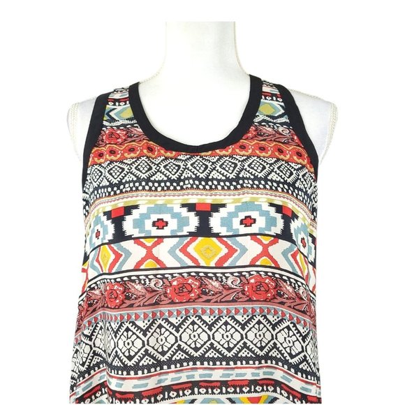 Tolani Mini Dress Tunic Top Womens Size M Sleeveless Floral Boho Sleeveless Silk - Picture 7 of 9